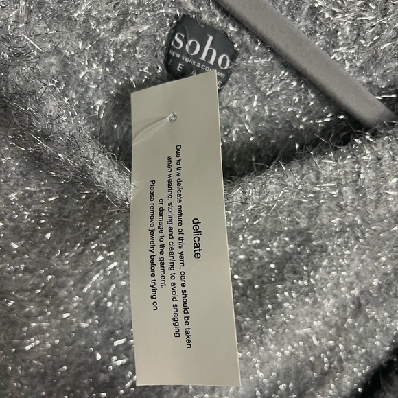 NWT-New York & Company SOHO Silver Sparkly Eyelash Sweater- Size: Medium - Picture 13 of 15